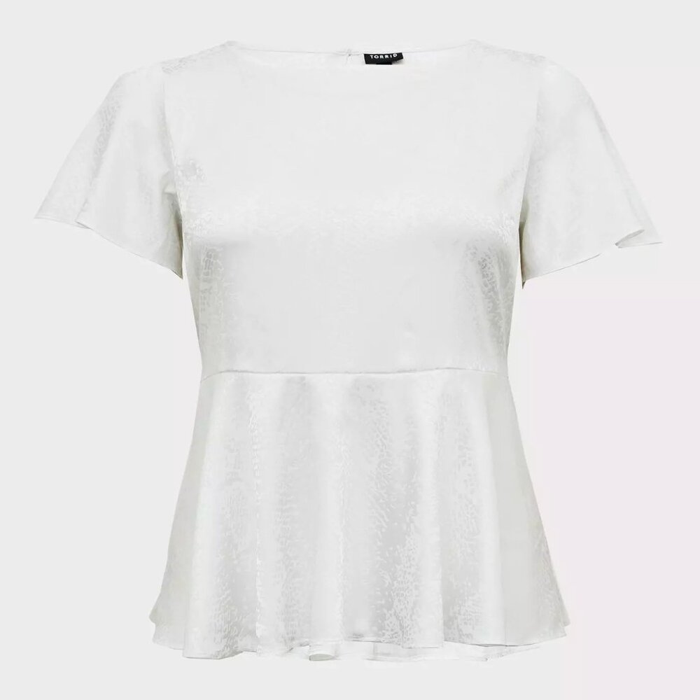 NWT Torrid White Jacquard Mixed Animal Print Babydoll Blouse 2X